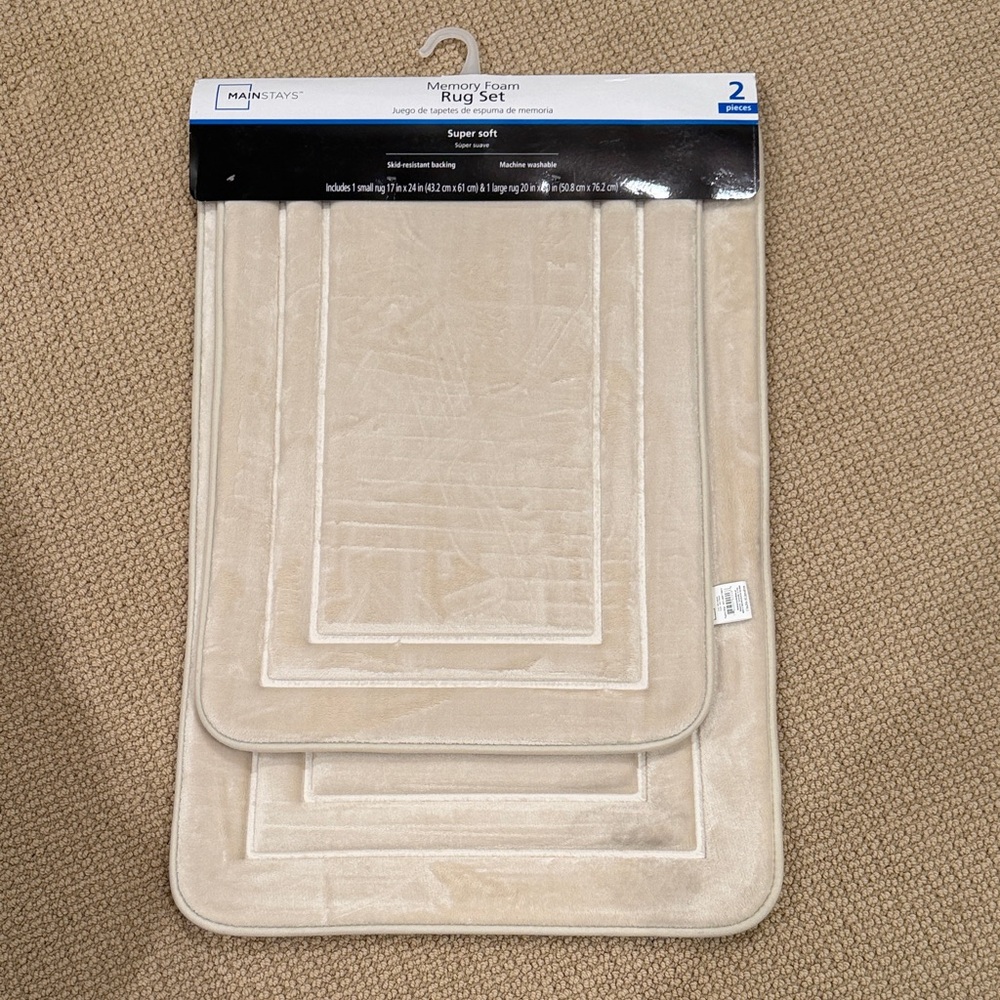 Mainstays Soft Cream Memory Foam Rug Set